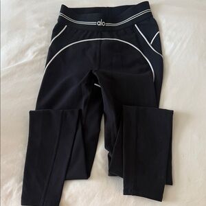 Alo Black Leggings with White Trim